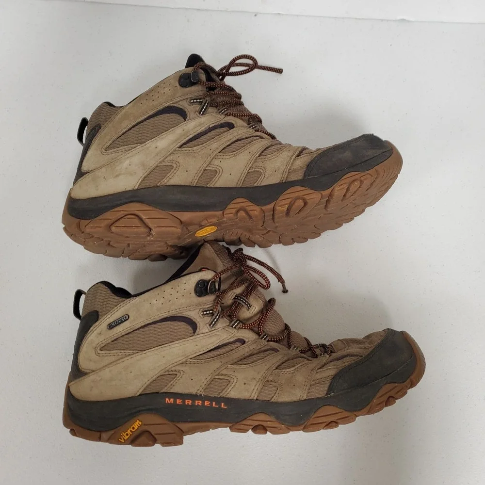 Merrell Mens Moab 3 Outdoor Hiking Shoes Size 15 Brown Ankle Height Vibram Vent